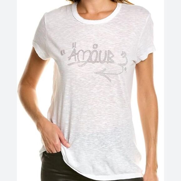 NWT Zadig & Voltaire Amour Strass T-Shirt Medium-X10 - Picture 1 of 7
